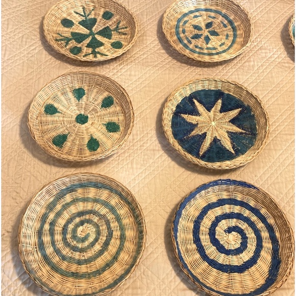 Boho Bohemian Wall Decor Wicker Plates 9.75" Diameter each Set of 3 - Picture 4 of 10
